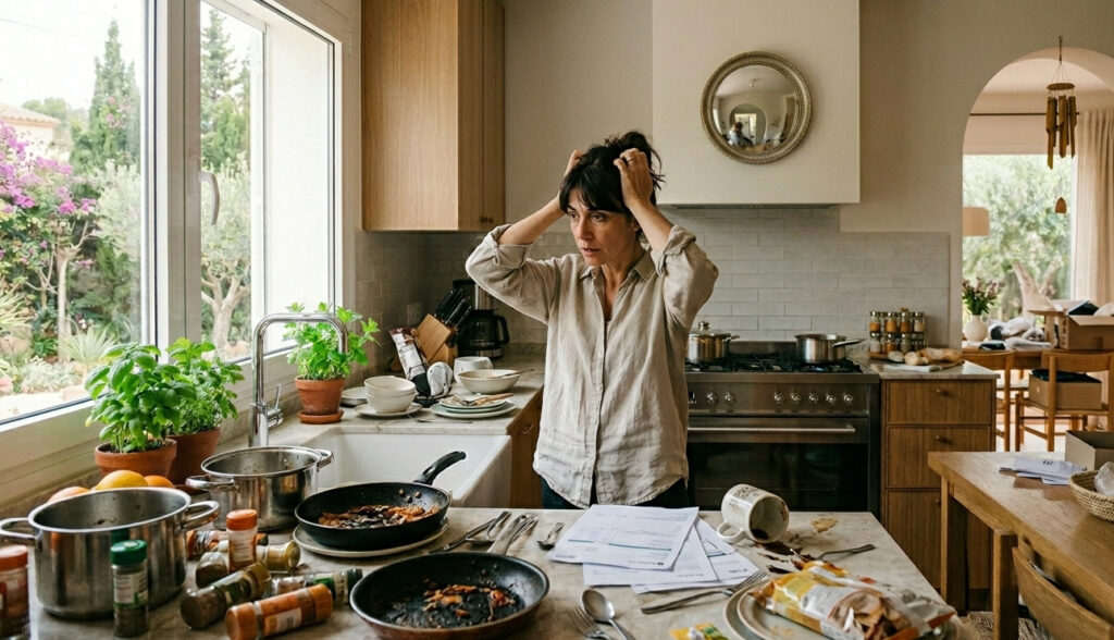 Decoración de cocina con principios de Feng Shui y equilibrio de energía vital, diseñada para liberar bloqueos emocionales y fomentar la abundancia en el hogar del alma.